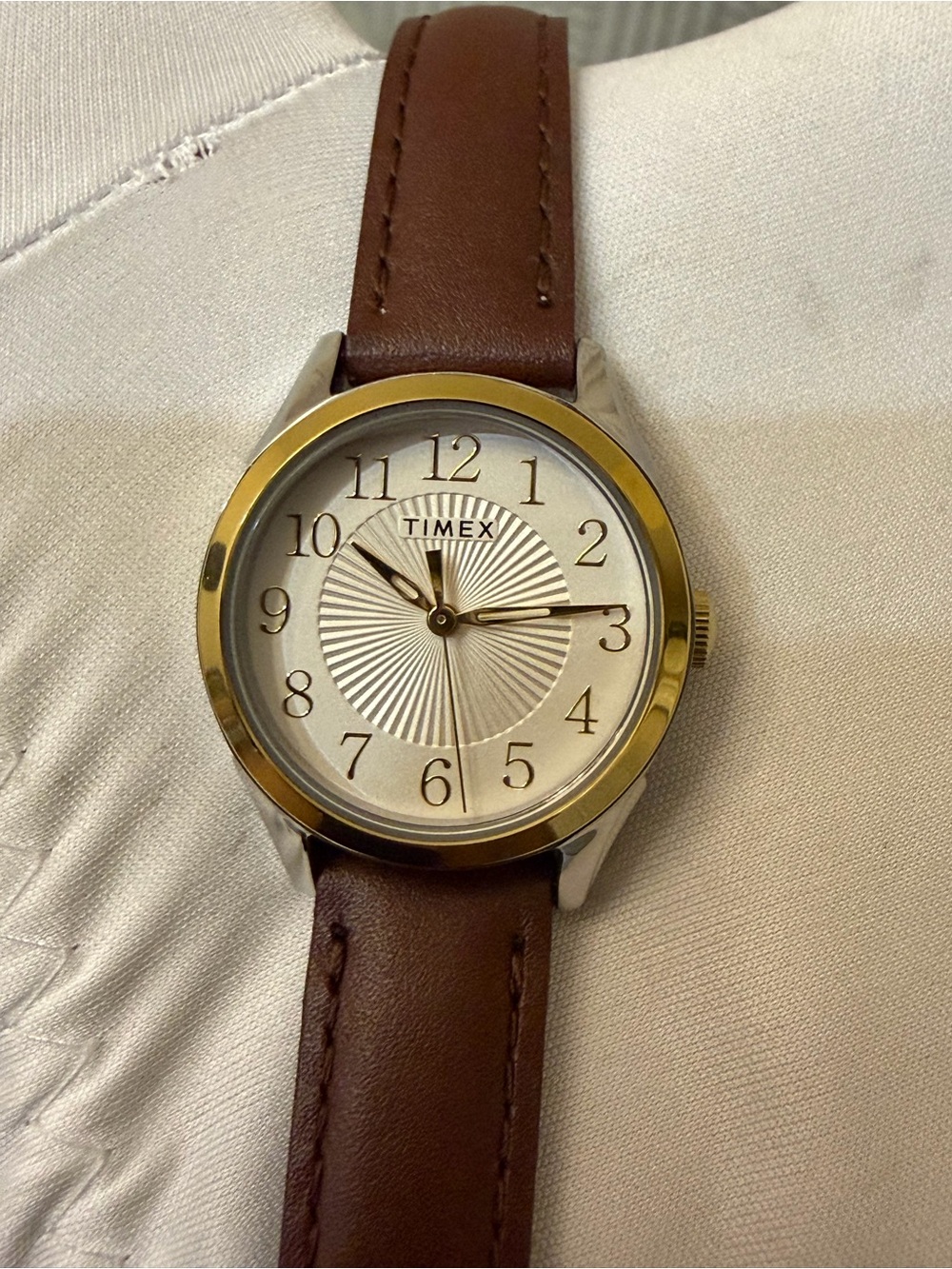 Timex Main Street TW2T66700 Women’s Two-Tone Watch Brown Leather 28mm NWOT